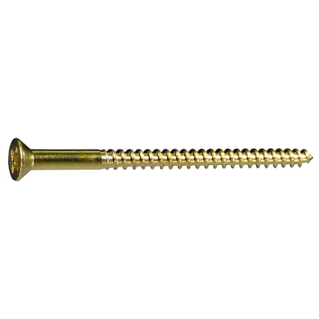Midwest Fastener Wood Screw, #10, Plain Brass Flat Head Phillips Drive, 15 PK 68344